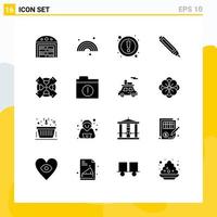 Group of 16 Modern Solid Glyphs Set for alert tool interface tools pen Editable Vector Design Elements
