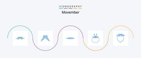 paquete de iconos movember blue 5 que incluye . Papa Noel. hombres. movimiento vector