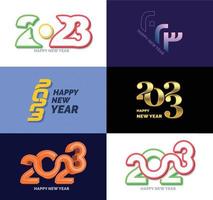 Big Collection of 2023 Happy New Year symbols Cover of business diary for 2023 with wishes vector