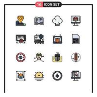 conjunto de 16 iconos de interfaz de usuario modernos signos de símbolos para aplicaciones móviles código de pantalla de chef elementos de diseño de vectores creativos editables