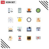 Group of 16 Modern Flat Colors Set for atom tick ball good learning Editable Pack of Creative Vector Design Elements