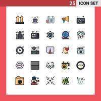 Set of 25 Modern UI Icons Symbols Signs for megaphone loudspeaker schedule digital event Editable Vector Design Elements