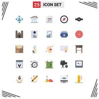 Universal Icon Symbols Group of 25 Modern Flat Colors of insignia gps art direction file Editable Vector Design Elements