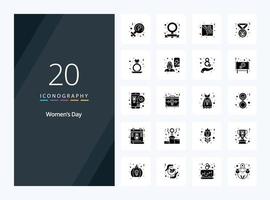 20 Womens Day Solid Glyph icon for presentation vector