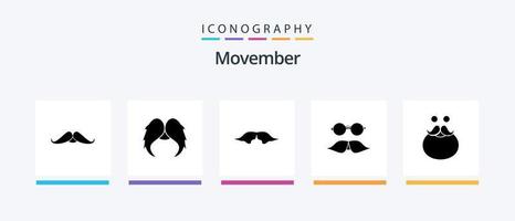 paquete de iconos de glifo 5 de movember que incluye . lentes. soportado movimiento diseño de iconos creativos vector