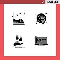 Pictogram Set of 4 Simple Solid Glyphs of electric hand vehicle security payment Editable Vector Design Elements