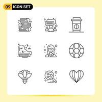 Universal Icon Symbols Group of 9 Modern Outlines of lady employee coffee business instrument Editable Vector Design Elements