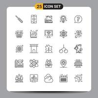 Set of 25 Modern UI Icons Symbols Signs for mark tips play light bulb Editable Vector Design Elements