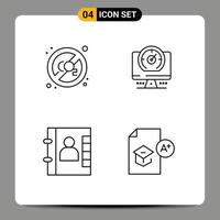 4 Universal Filledline Flat Colors Set for Web and Mobile Applications co contacts disable timer education Editable Vector Design Elements