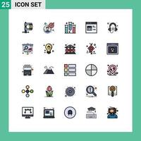 Group of 25 Filled line Flat Colors Signs and Symbols for develop coding target code form Editable Vector Design Elements