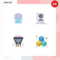 Modern Set of 4 Flat Icons and symbols such as cloud filter server hdd funnel Editable Vector Design Elements