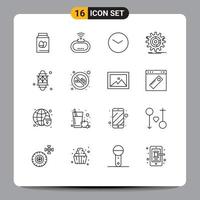 16 Thematic Vector Outlines and Editable Symbols of lantern process basic management setting Editable Vector Design Elements