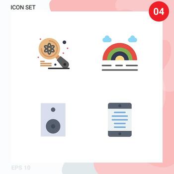 conjunto de 4 iconos planos vectoriales en la cuadrícula para elementos de diseño vectorial editables del altavoz del arco iris de la ciencia de la informática vector