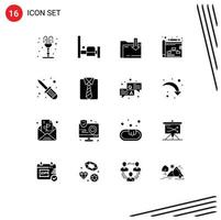 Set of 16 Modern UI Icons Symbols Signs for clothes screw driver dawonlod repair planning Editable Vector Design Elements