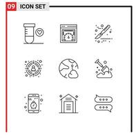 Modern Set of 9 Outlines and symbols such as online network scalpel connect target customer Editable Vector Design Elements