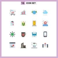 Set of 16 Modern UI Icons Symbols Signs for record weather earth night forecast Editable Pack of Creative Vector Design Elements