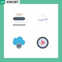 4 Creative Icons Modern Signs and Symbols of cooking cloud meal plane sync Editable Vector Design Elements