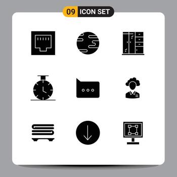 User Interface Pack of 9 Basic Solid Glyphs of management cloud cabinet outsource chat Editable Vector Design Elements