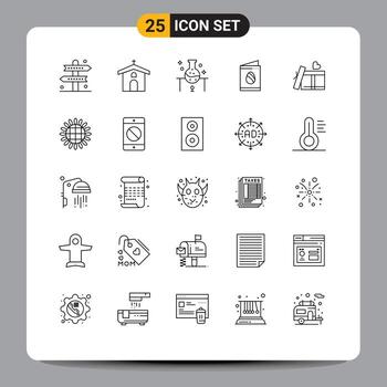 paquete de interfaz de usuario de 25 líneas básicas de tarjeta de pascua elementos de diseño vectorial editables de laboratorio de ciencia cruzada vector