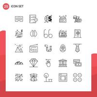 Modern Set of 25 Lines Pictograph of gaming console finance medicine cream Editable Vector Design Elements