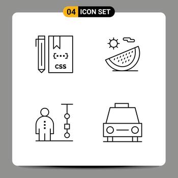 Concepto de 4 líneas para sitios web móviles y aplicaciones código vacaciones desarrollar tabla de alimentos elementos de diseño vectorial editables vector