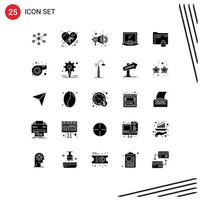 Set of 25 Modern UI Icons Symbols Signs for password data promotion laptop device Editable Vector Design Elements