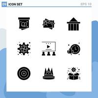 Set of 9 Commercial Solid Glyphs pack for online advertisement plugin citadel piece connect Editable Vector Design Elements