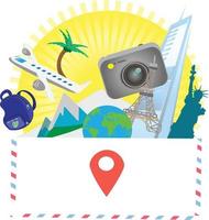 Vector of holiday tourism vacation with bright color