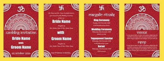 Indian wedding invitation template vector