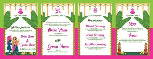 plantilla de invitación de boda india vector