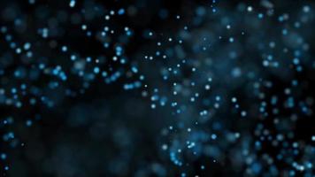 Abstract background with blue light glow particles bokeh on black background. Technology concept. video