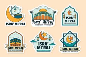 Isra'  Mi'raj Greeting Stickers Set vector