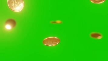 bitcoin rain green screen slow motion video