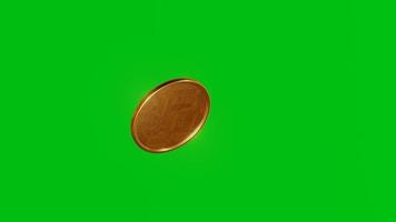 Pantalla verde cinemática de cámara lenta de bitcoin giratoria video