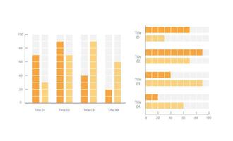 Multi-set bar infographic chart design template set. Compare values of different categories. Visual data presentation. Editable column graphs collection vector