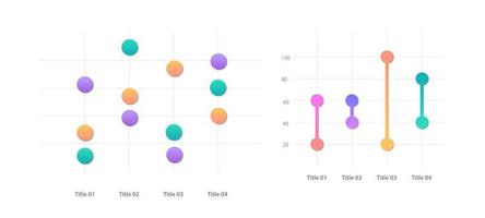 conjunto de plantillas de diseño de gráfico infográfico de gradiente de punto. desarrollo demográfico mundial. indicadores sociales. presentación de datos visuales. colección de diagramas estadísticos vector