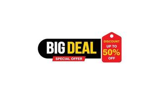 50 Percent BIG DEAL offer, clearance, promotion banner layout with sticker style. vector