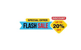 20 Percent FLASH SALE offer, clearance, promotion banner layout with sticker style. vector