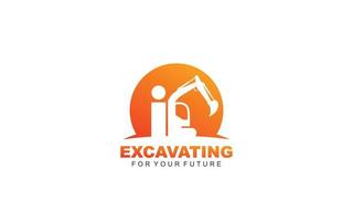 I logo excavator for construction company. Heavy equipment template vector illustration for your brand.