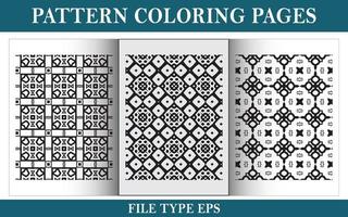 Pattern floral coloring page black and white vector