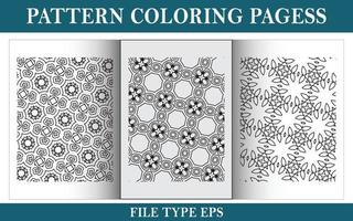 Pattern floral coloring page black and white vector