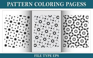 Pattern floral coloring page black and white vector