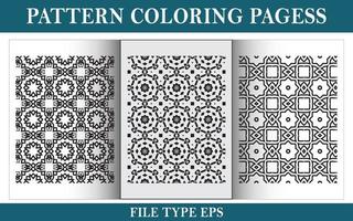 Pattern floral coloring page black and white vector