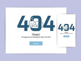 Page not found 404 design concept template. error page flat line vector. Link to a non-existent page. Astronaut in box illustration vector