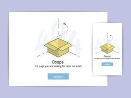 Page not found 404 design concept template. error page flat line vector. Link to a non-existent page. Astronaut in box illustration vector