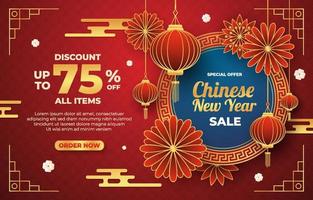 Chinese New Year Sale Poster Template vector