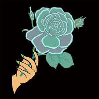 VECTOR ILLUSTRATION OF A HAND HOLDING A ROSE FLOWER