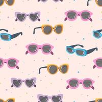 Seamless pattern with sunglasses. Trendy glasses in different style, form and colors. Cute isolated vector illustration