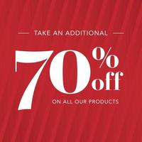 70 Off store offer in red background vector