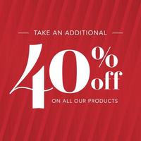 40off special discount in red background vector